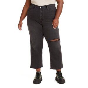 Levi's Wedgie Straight Jeans Plus Size 24W Cut and Dry Black Wash